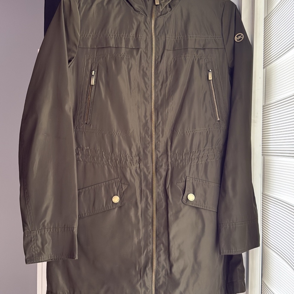 MICHAEL michael kors olive green rain coat
